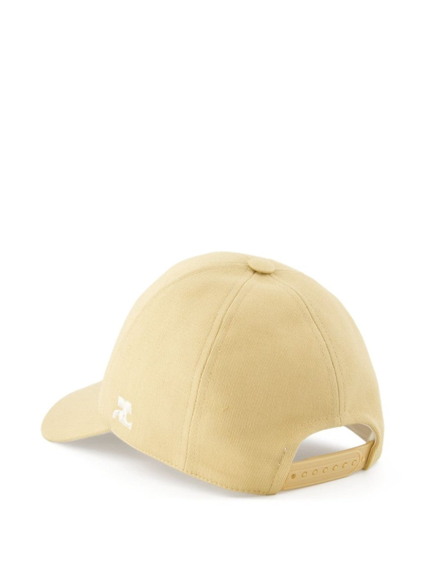Courrèges Structured Baseball Cap In Light Beige Silk-Nylon Fabric