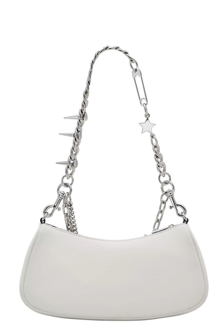 Marc Jacobs Contemporary White Shoulder Bag With Adjustable Chain And Embossed Logo