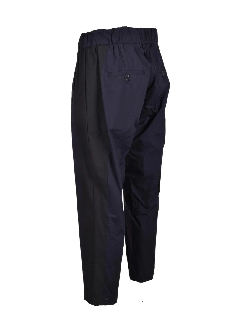Costume National C. Cotton Trousers With Adjustable Waistband And Contrast Detailing