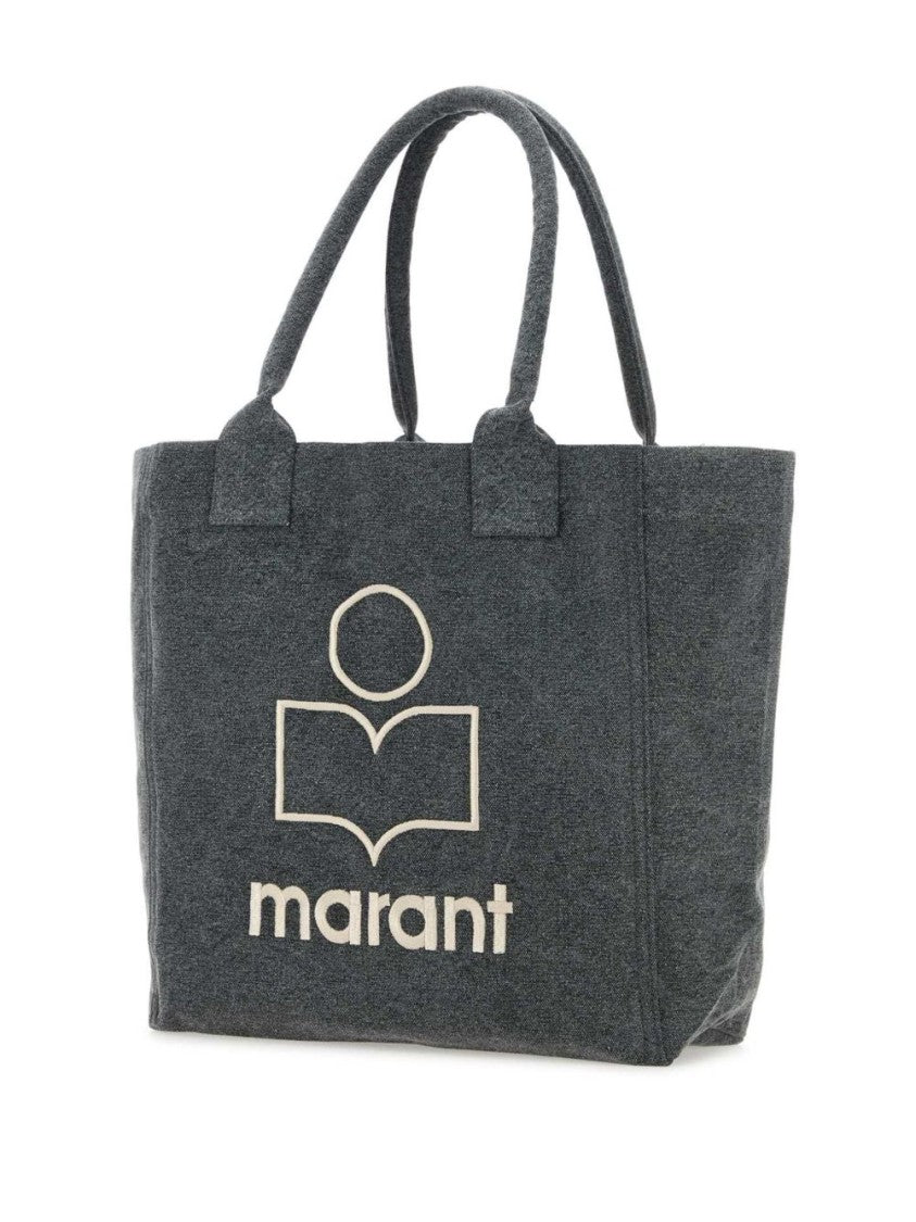 Isabel Marant Yenky Zipped Logo Washed Cotton Tote Bag