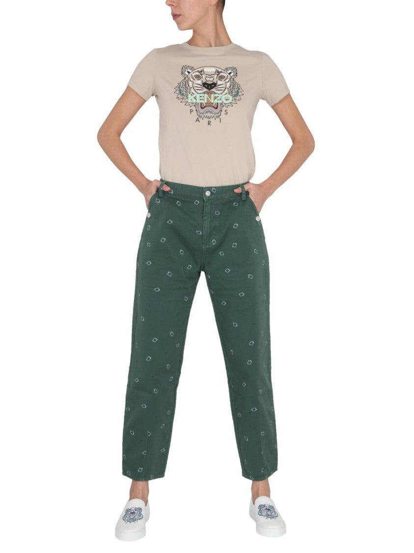 Kenzo Straight-Leg Green Pants