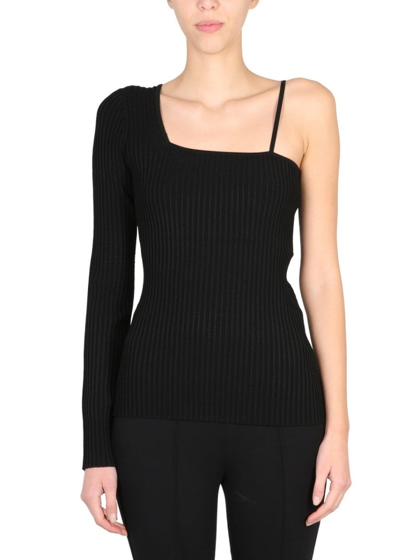 Helmut Lang Asymmetrical Ribbed Knit Top