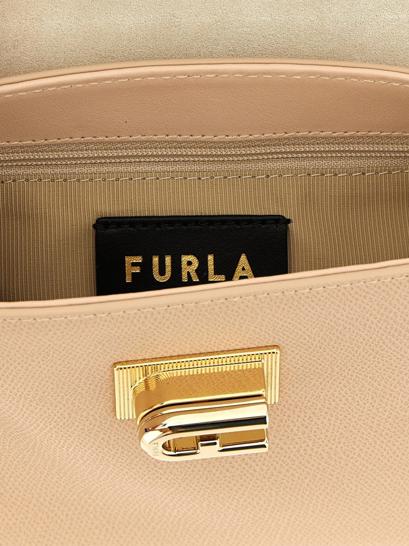 Furla Printed Leather Bellows Handbag