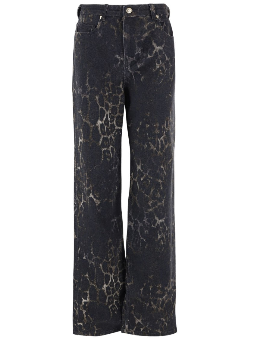 Just Cavalli Multicolor Animal Print Stretch Cotton Straight-Leg Pants