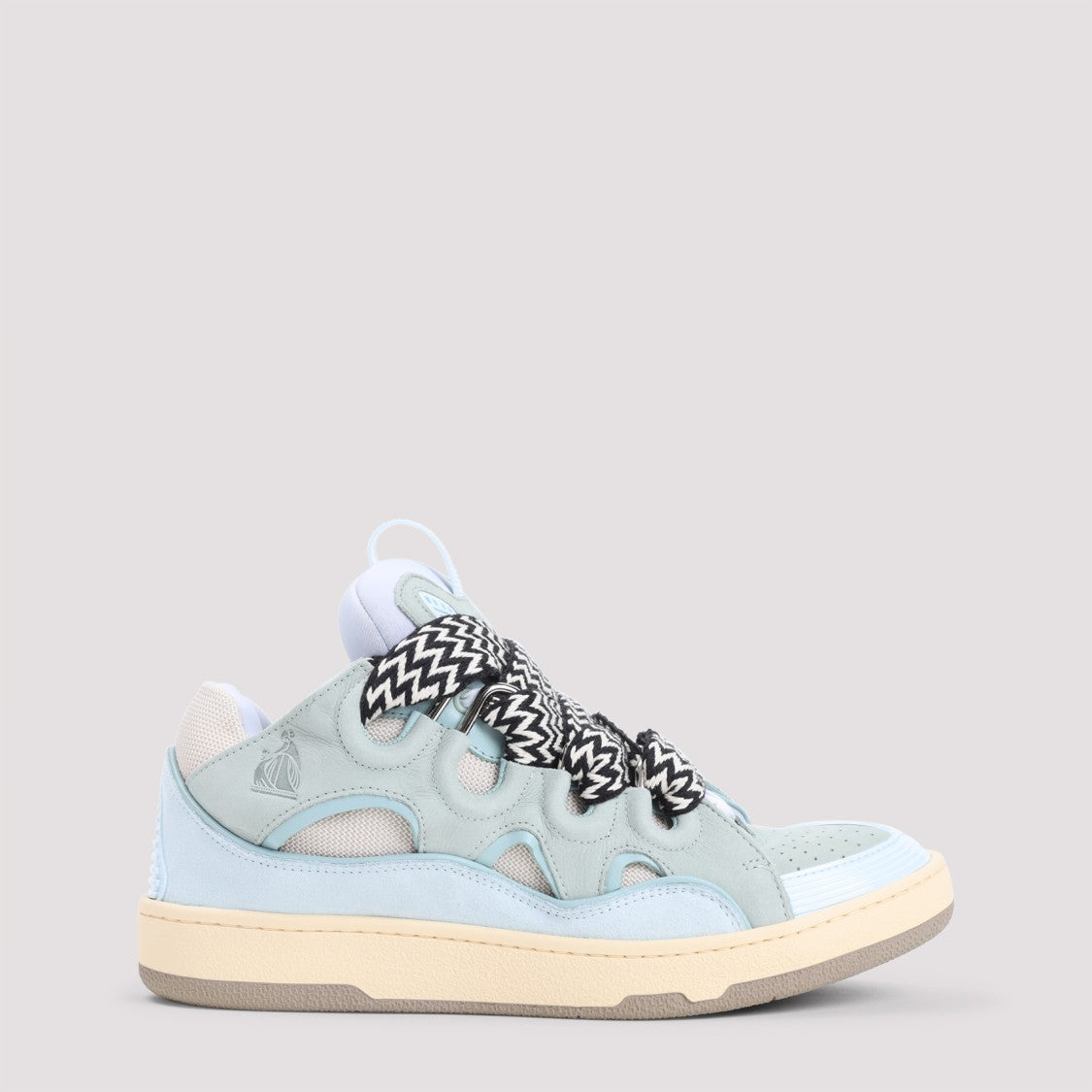 Lanvin Pale Blue Curb Sneakers With Leather