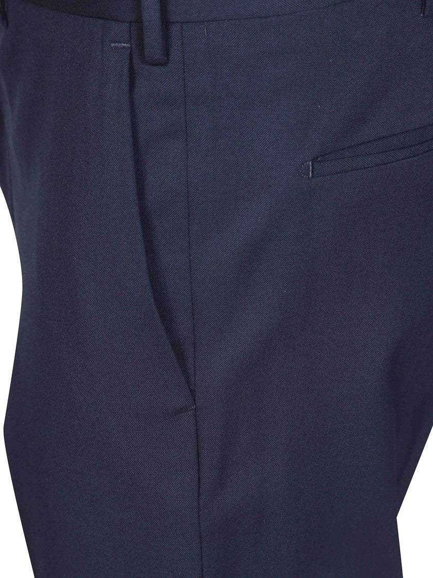 Pt01 Blue Stretch Wool Slim-Fit Straight-Leg Pants