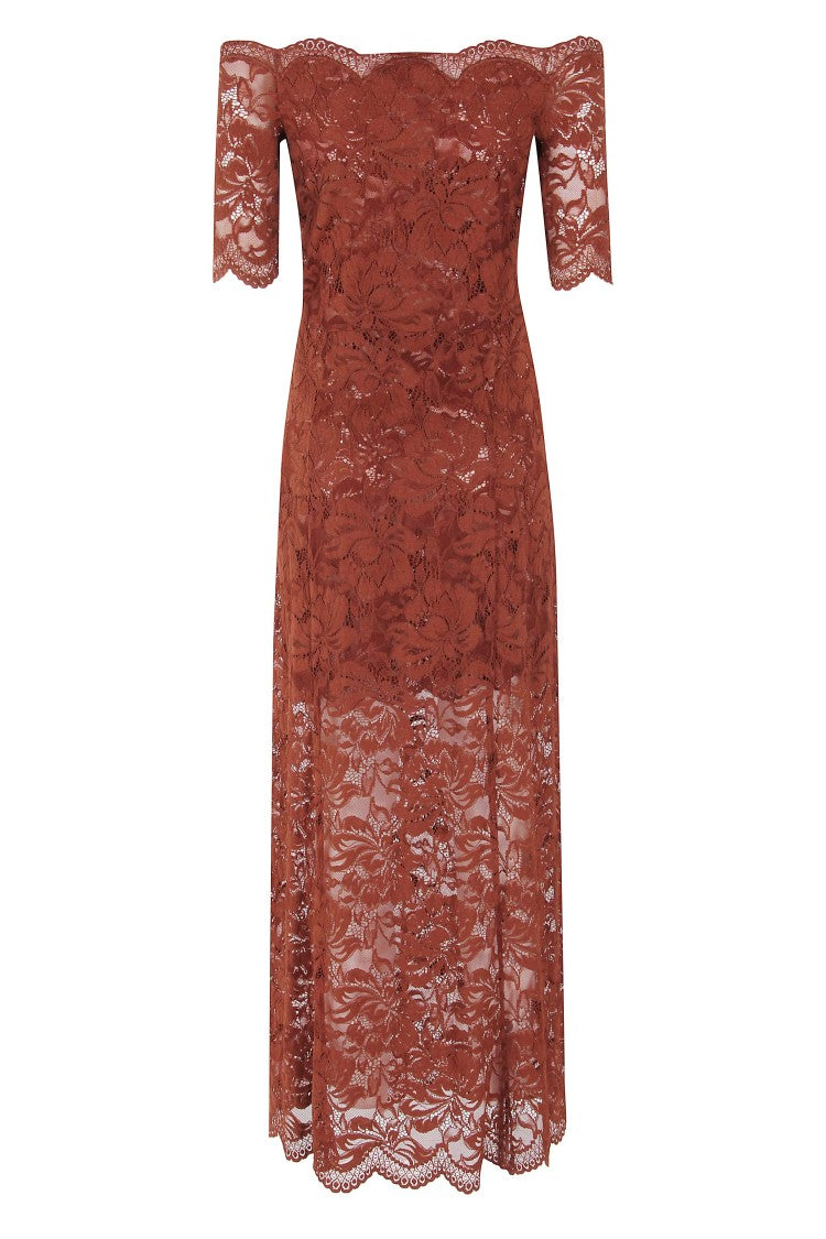 Rabanne Cinnamon Brown Lace Midi Dress