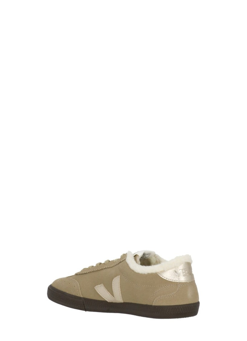 Veja Volley Winter Beige Shearling Suede Low-Top Sneakers