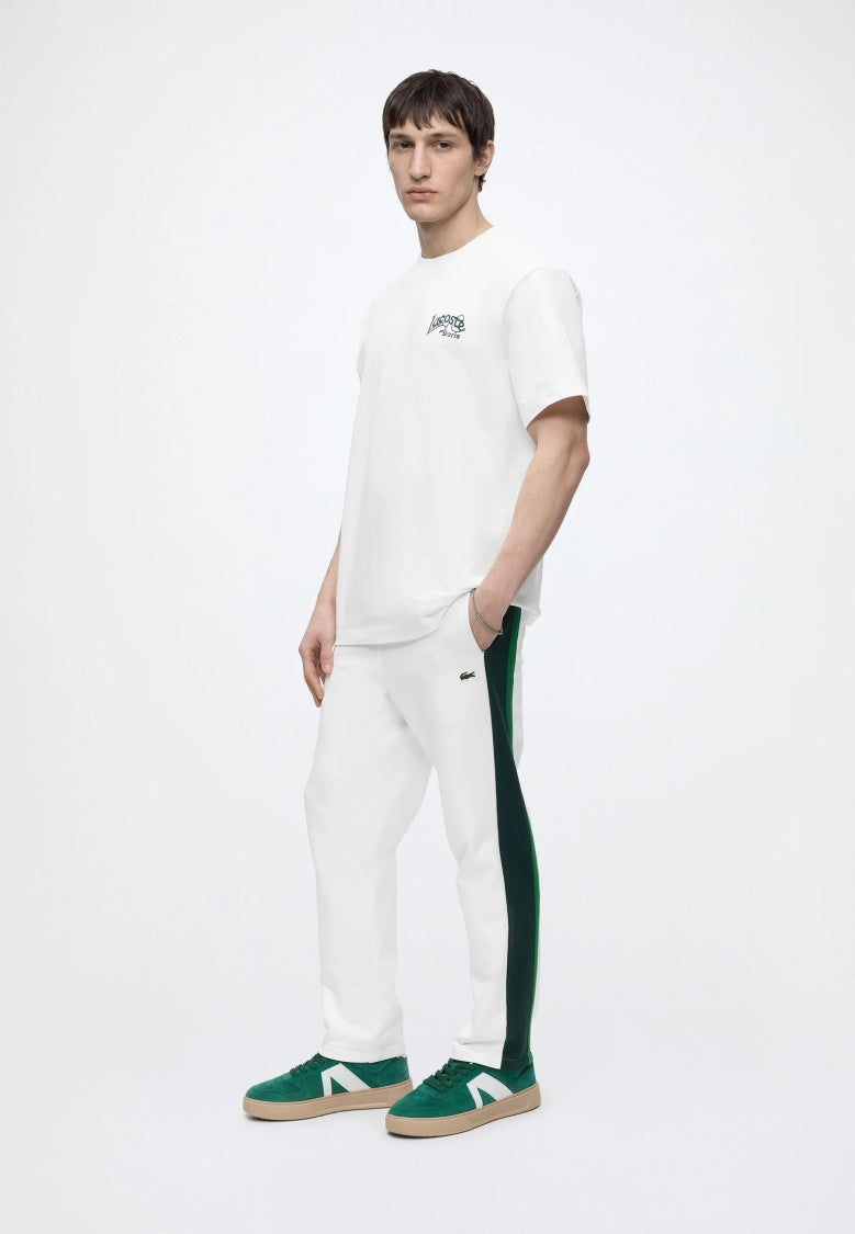 Lacoste White Colorblock Dark Green Accent Sweatpants