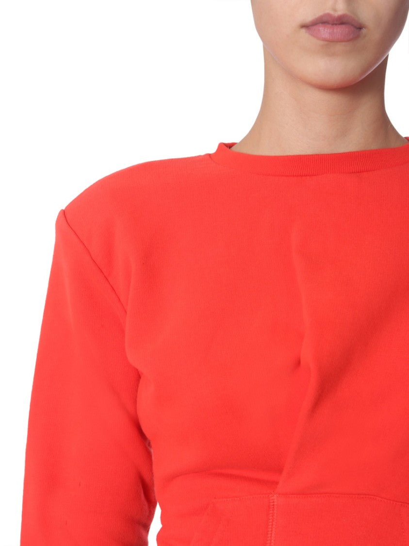 Unravel Project Asymmetrical Red Crew Neck Sweatshirt