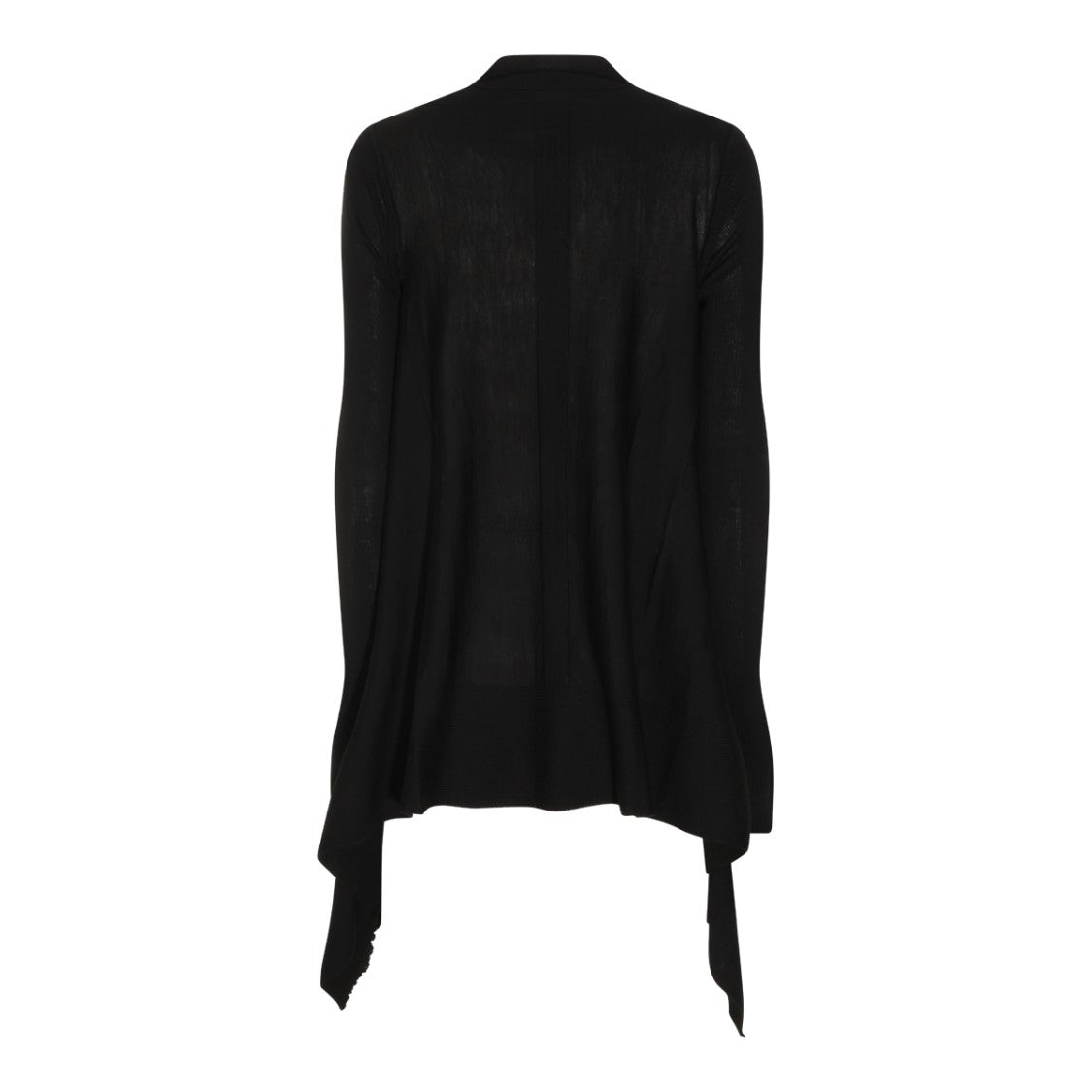 Rick Owens Asymmetrical Black Wool Knit Sweater With Ribbed Texture