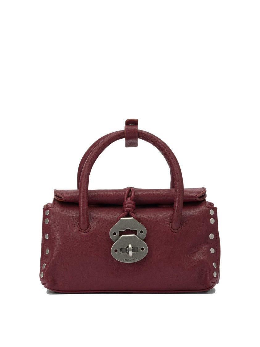 Zanellato Rectangular Burgundy Crossbody Bag With Silver-Tone Clasp
