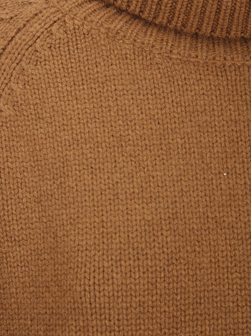 Be You Short-Fit High-Collar Cashmere Sweater With Side Slits