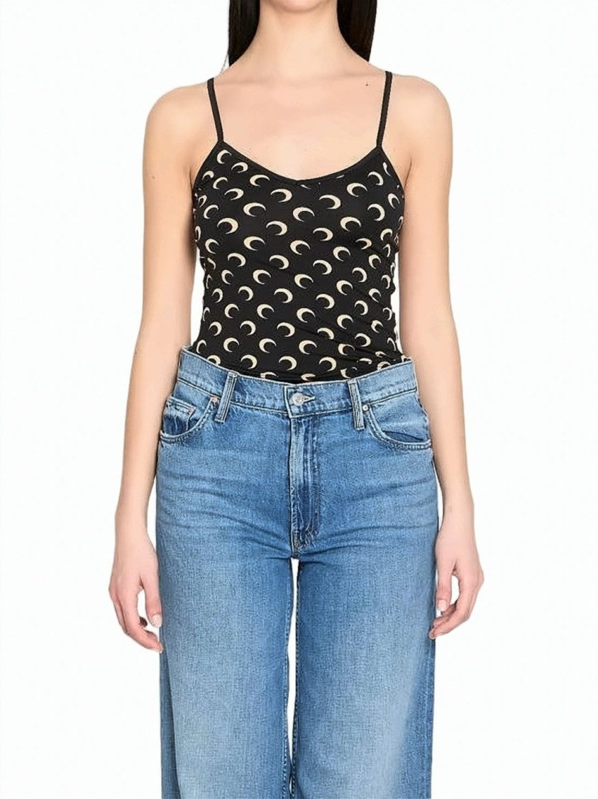 Marine Serre Crescent Moon Print Fitted Jersey Tank Top