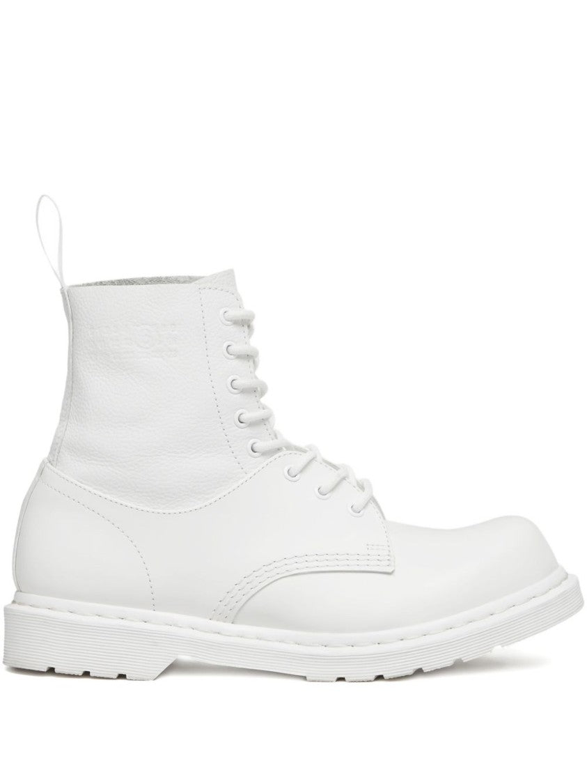 Dr. Martens X Mm6 By Maison Margiela Front Lace-Up White Boots With Signature Details