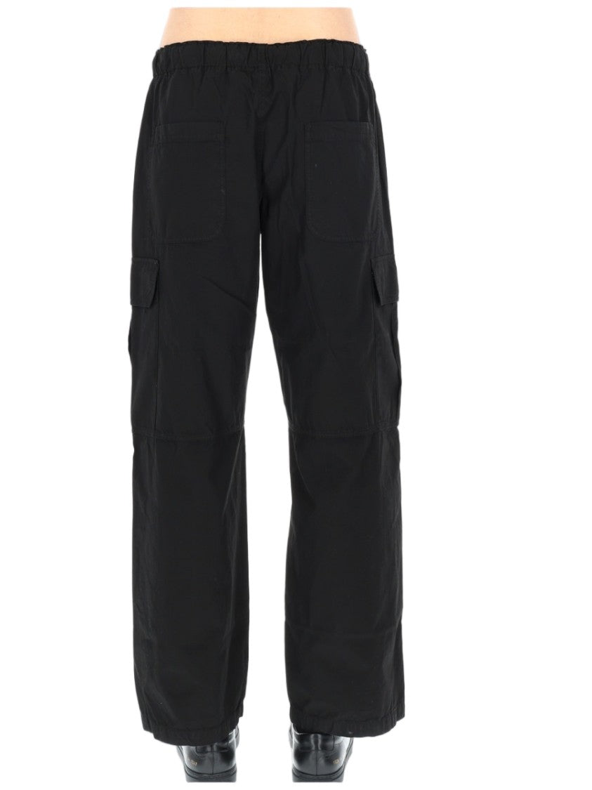 Palm Angels Curved Logo Cotton Cargo Wide-Leg Pants