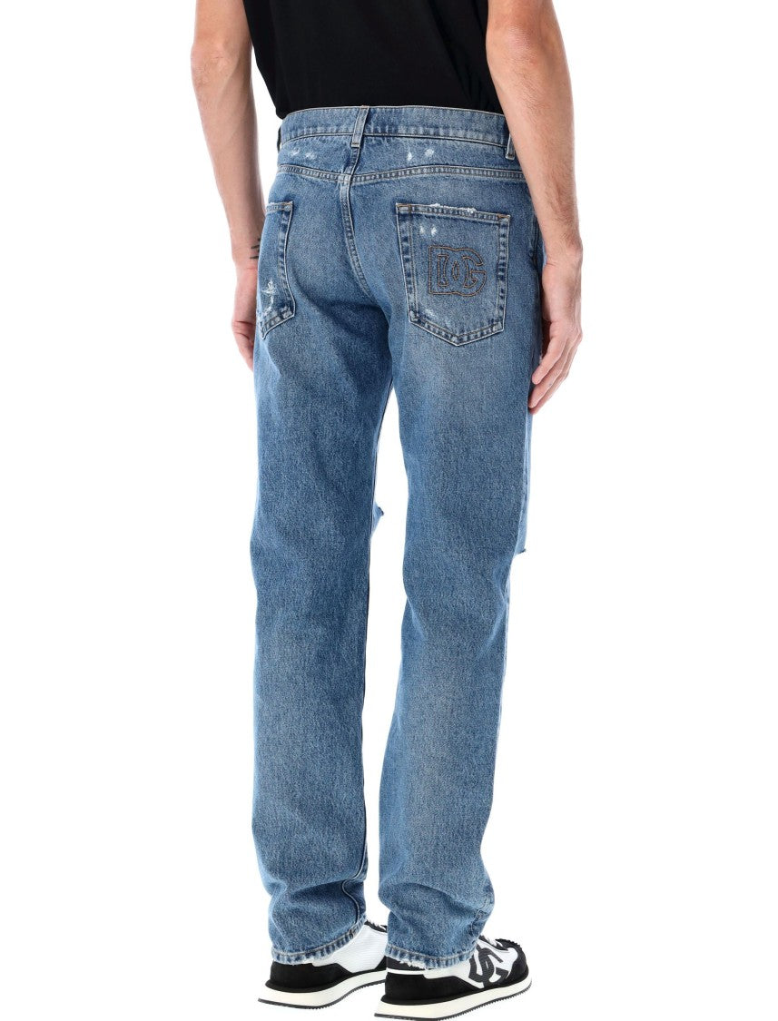 Dolce & Gabbana Relaxed-Fit Distressed Denim Jeans