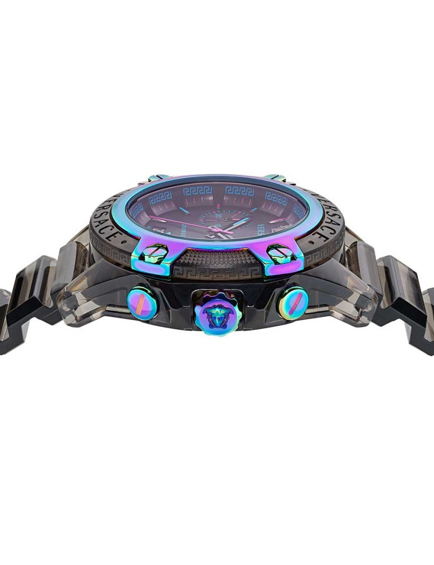 Versace Greca Logo 38Mm Women's Analog Watch With Blue Leather Strap