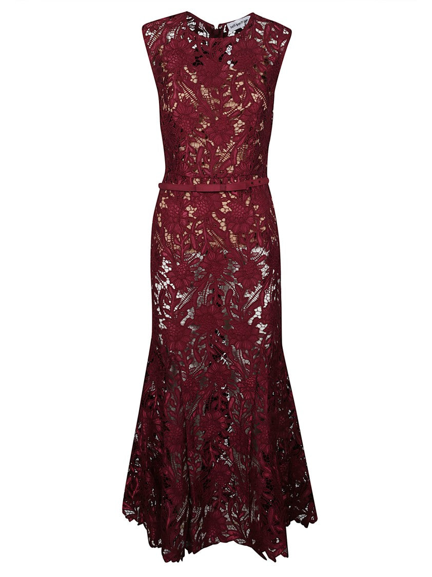 Self-Portrait Guipure Lace Fitted Midi Dress