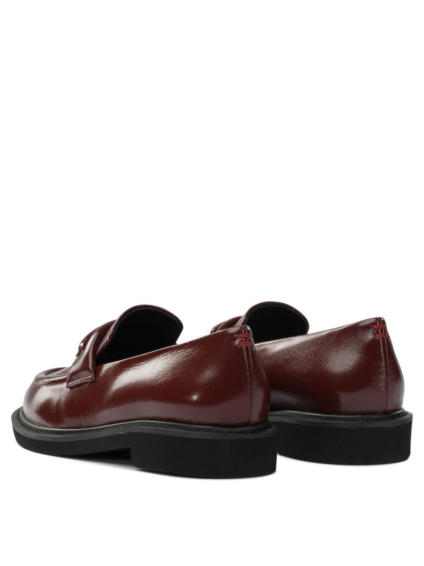 Halmanera Bordeaux Calf Leather Loafers With Contrasting Rubber Sole