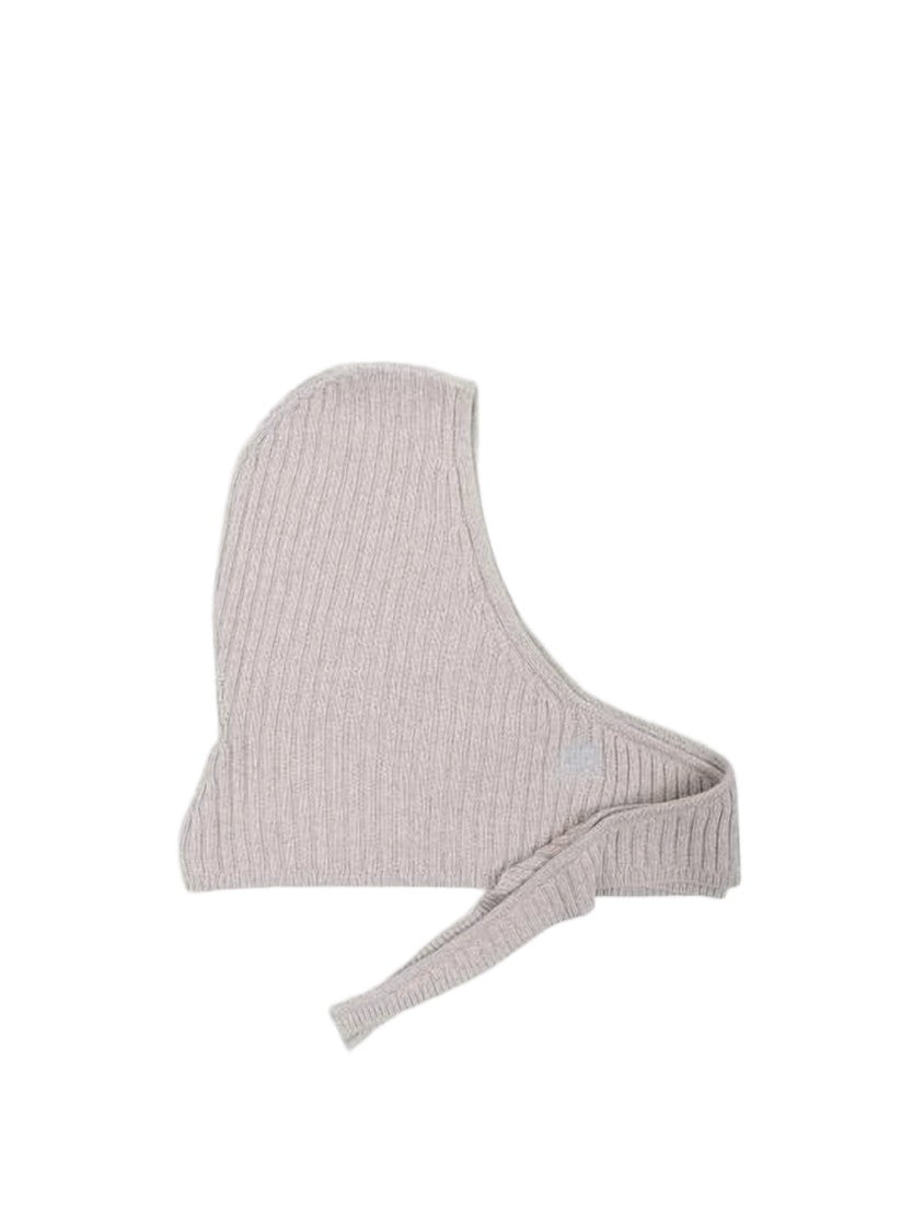 Ganni Ribbed Knit Balaclava With Tie Closure
