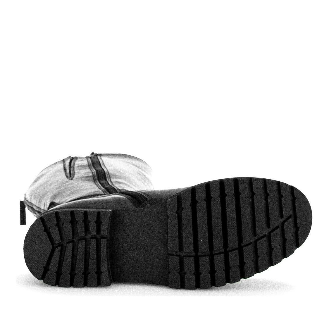 Gabor Black Polished Side Zipper Sturdy Sole Leather Boots