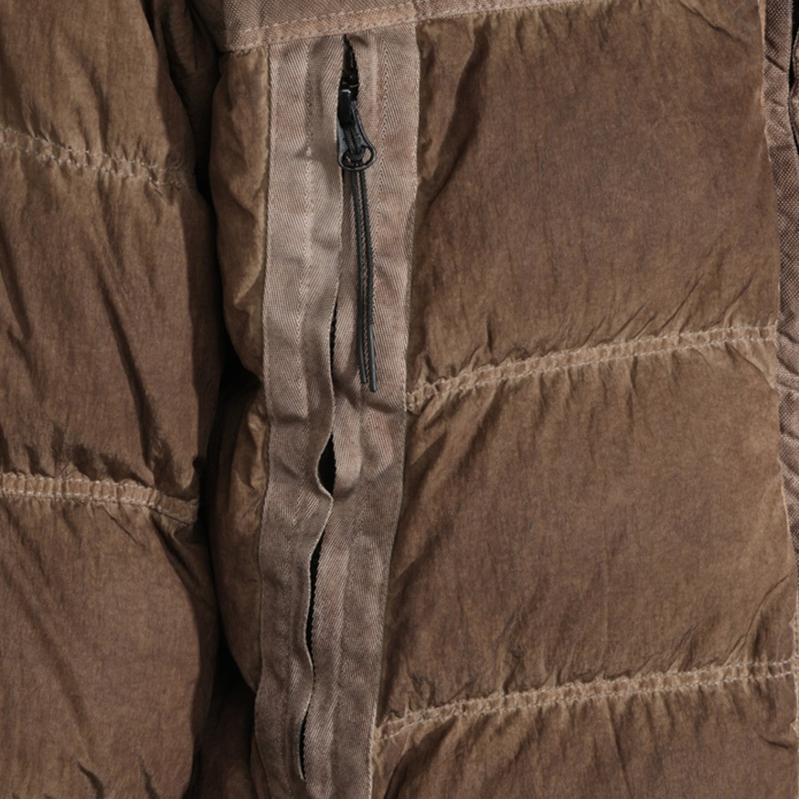 C.P. Company Padded Quilted Coat With High Collar And Contrasting Trimming