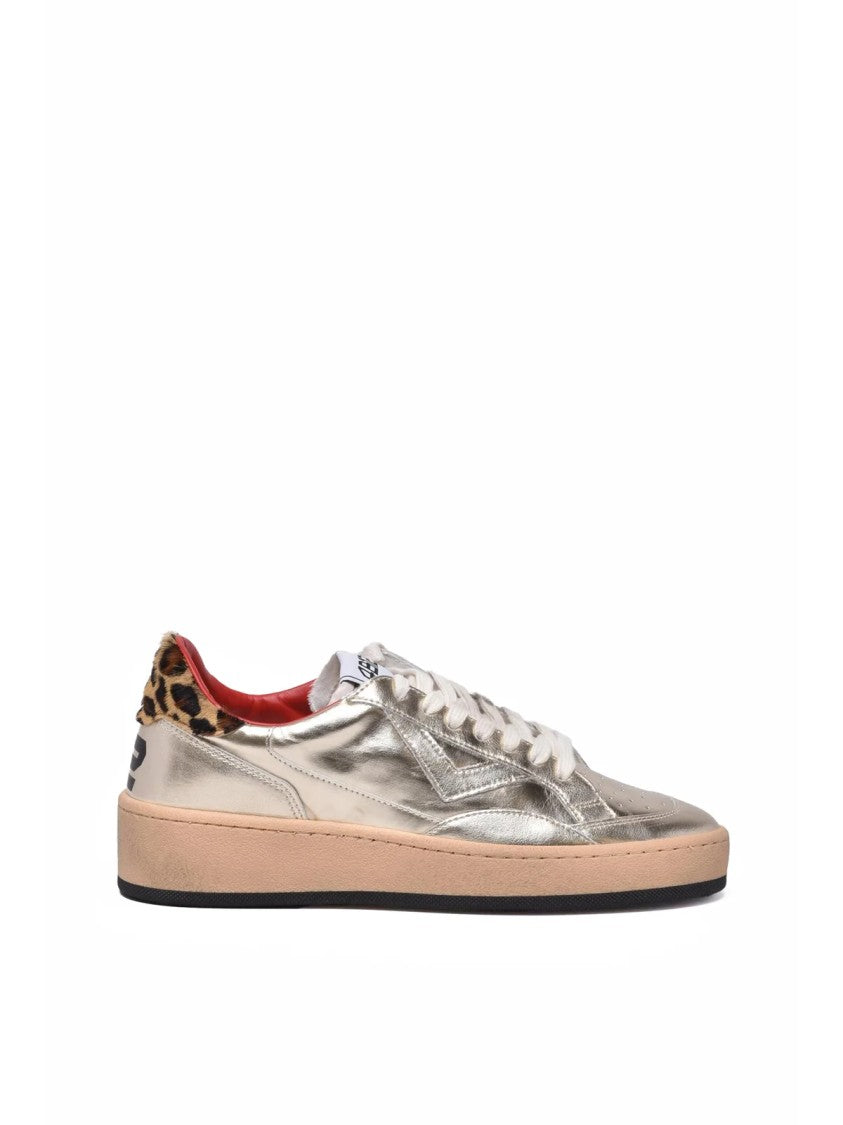 4B12 Gold Leather-Blend Metallic Sneakers