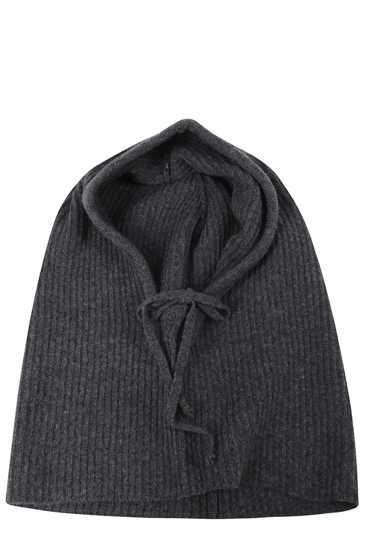 Federica Tosi Anthracite Adjustable Drawstring Wool-Blend Balaclava