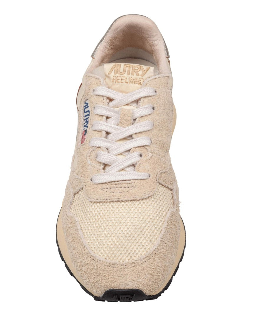 Autry Reelwind Low Suede And Nylon Sneakers, Ecrù