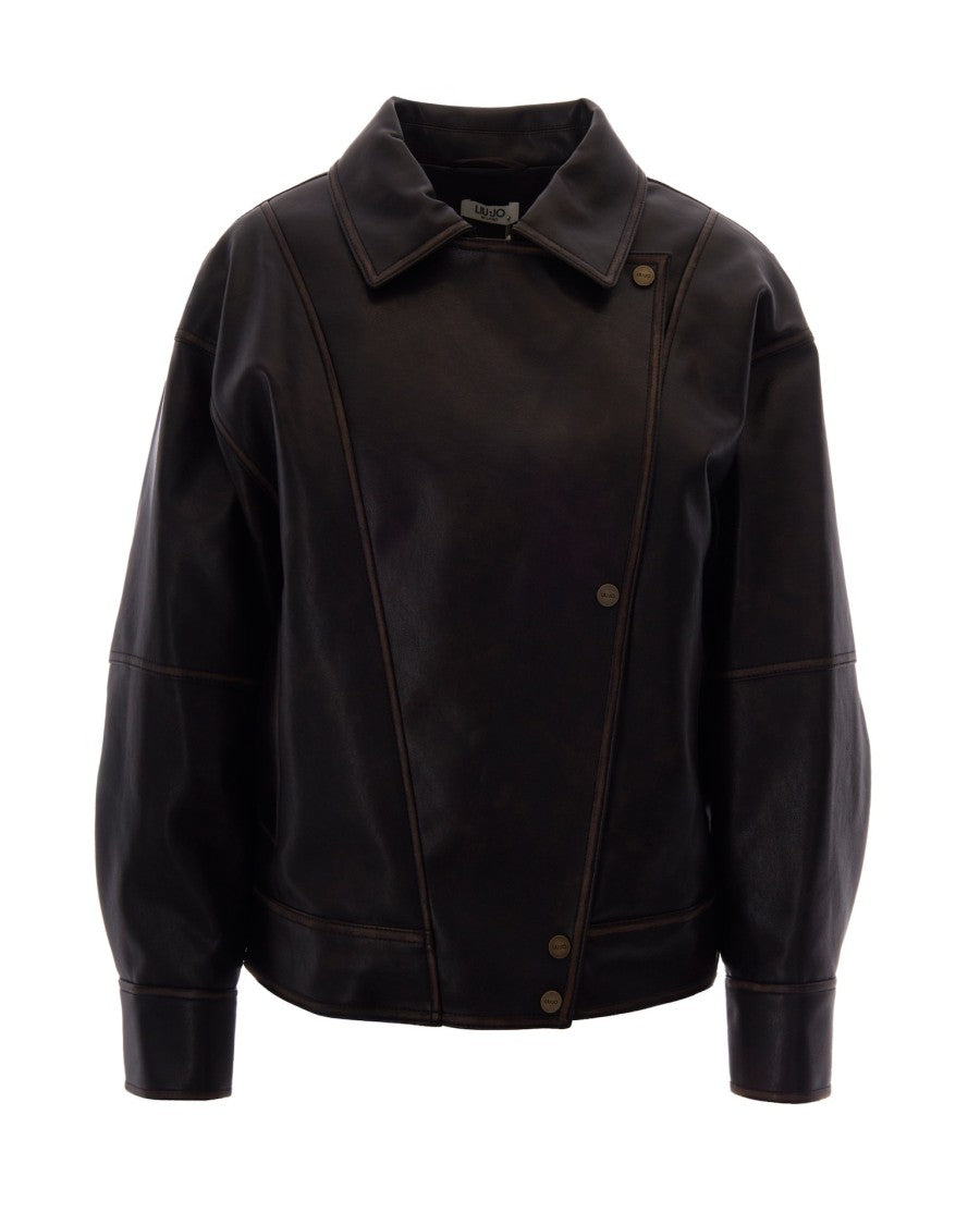 Liu Jo Deep Brown Shirt Collar Bomber Jacket