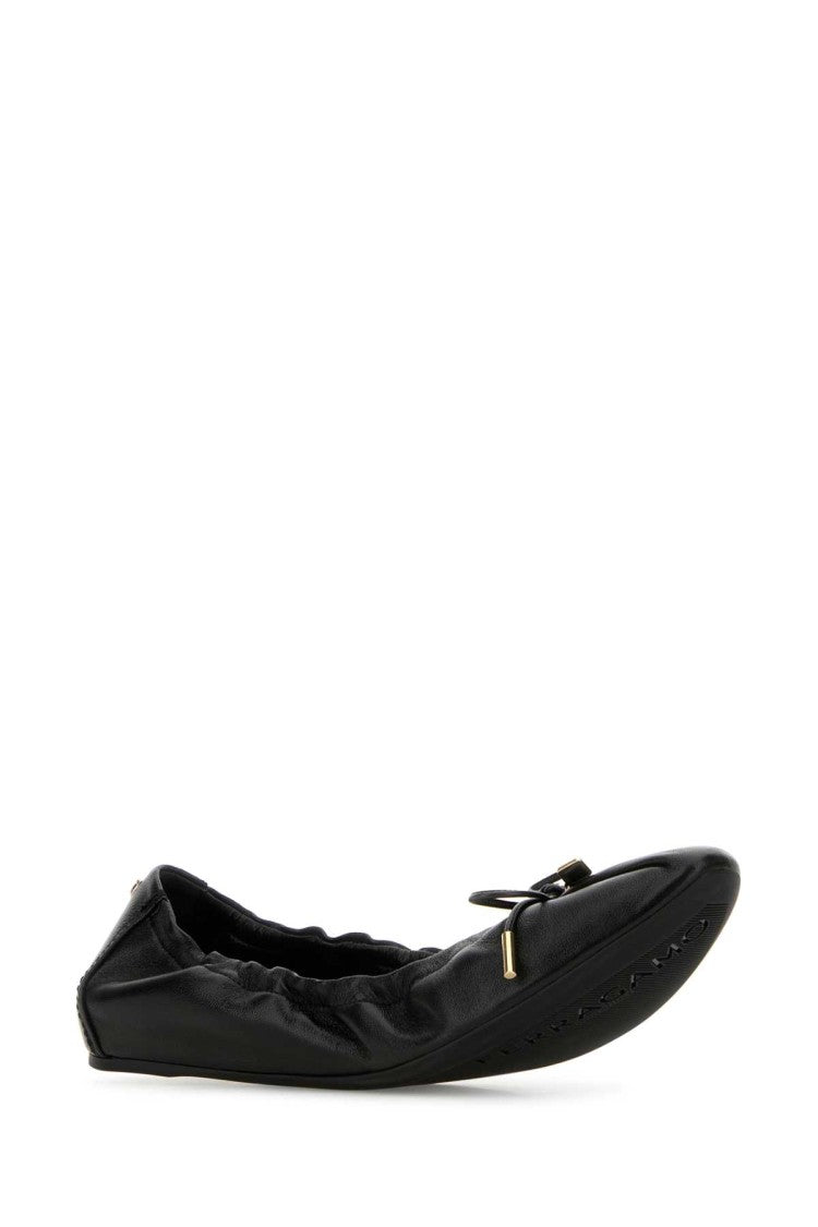 Salvatore Ferragamo Black Leather Joelle Ballerinas