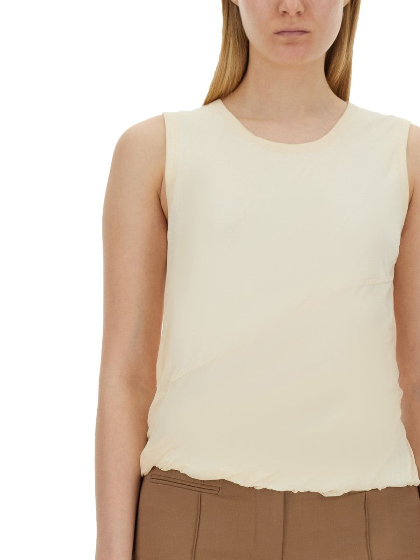 Helmut Lang Relaxed Fit Cotton Tank Top With Frayed Hem