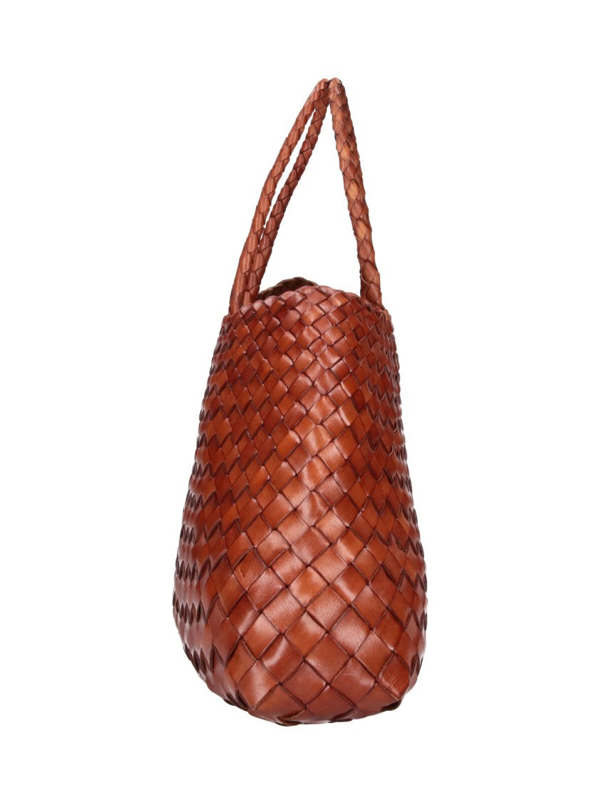 Dragon Diffusion Brown Santa Croce Woven Leather Handbag