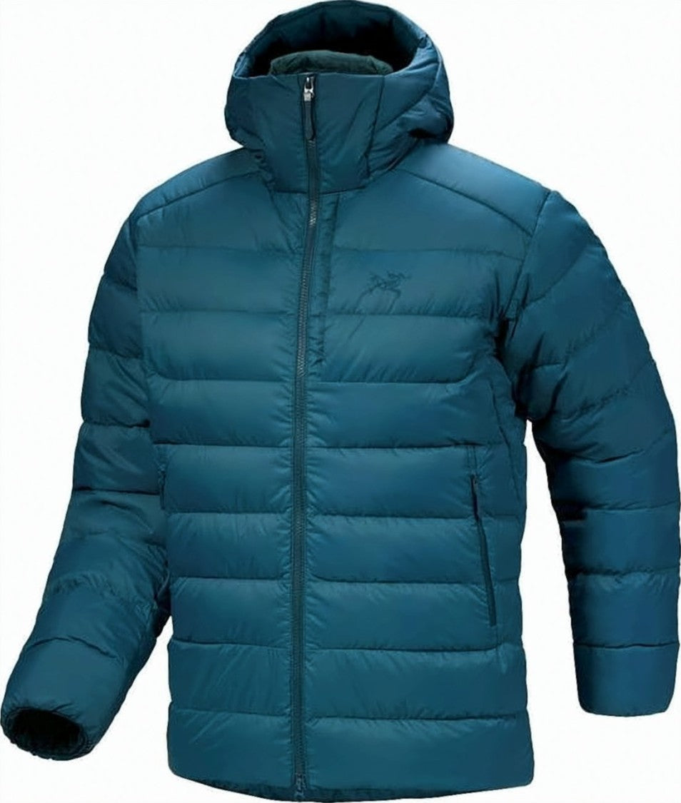 Arc'teryx Black Quilted Hooded Horizontal Stitching Jacket