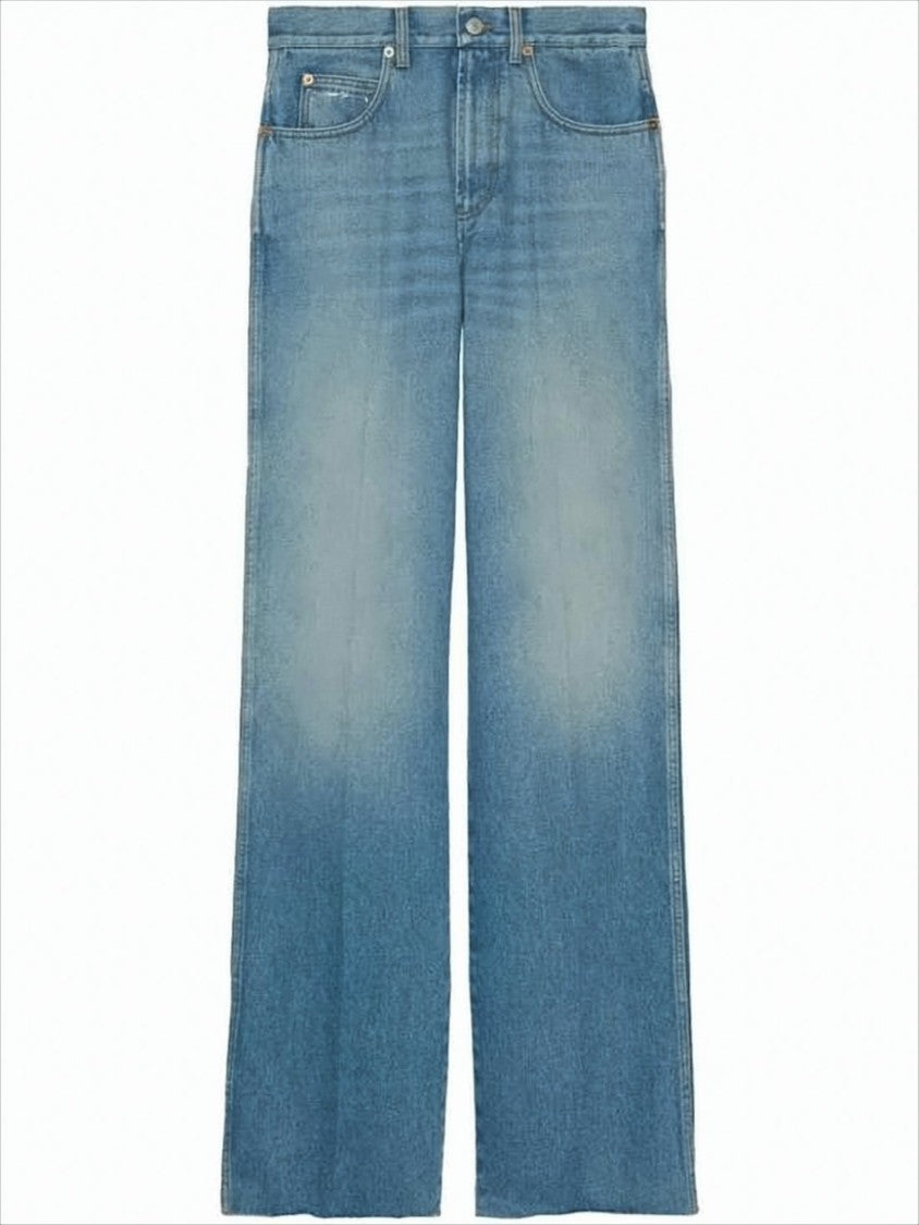 Gucci Vintage-Inspired Light Blue Wide-Leg Denim Pants
