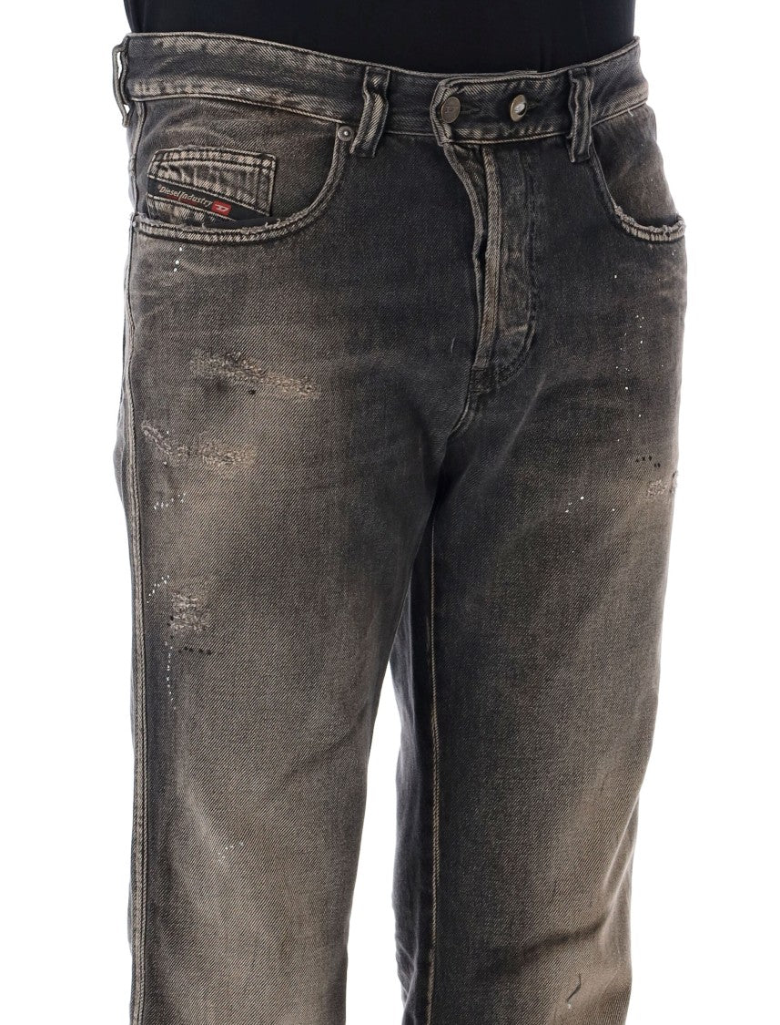 Diesel 1998 D-Buck Paint Splatter Vintage Grey Straight-Leg Jeans
