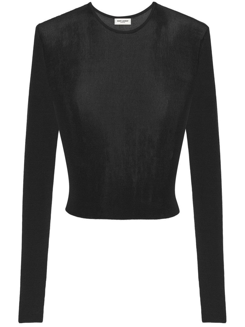 Saint Laurent Fitted Black Viscose T-Shirt