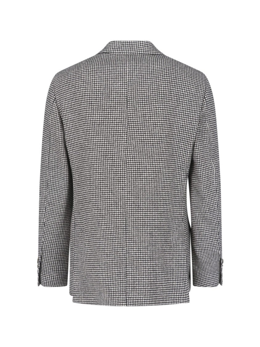 Lardini Grey Wool-Blend Pied De Poule Blazer
