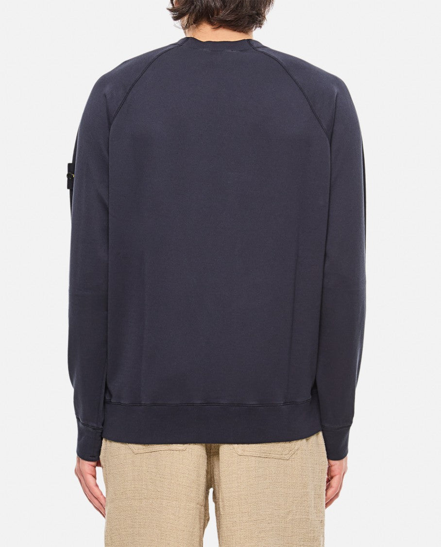 Stone Island Round-Neck Sweatshirt With Ribbed Cuffs And Logo Detail
