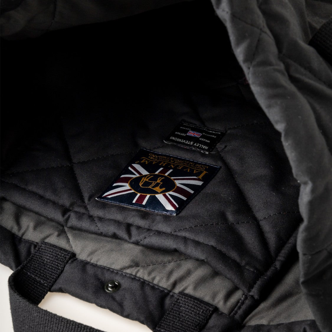 Lavenham Quilted Black Tote Bag