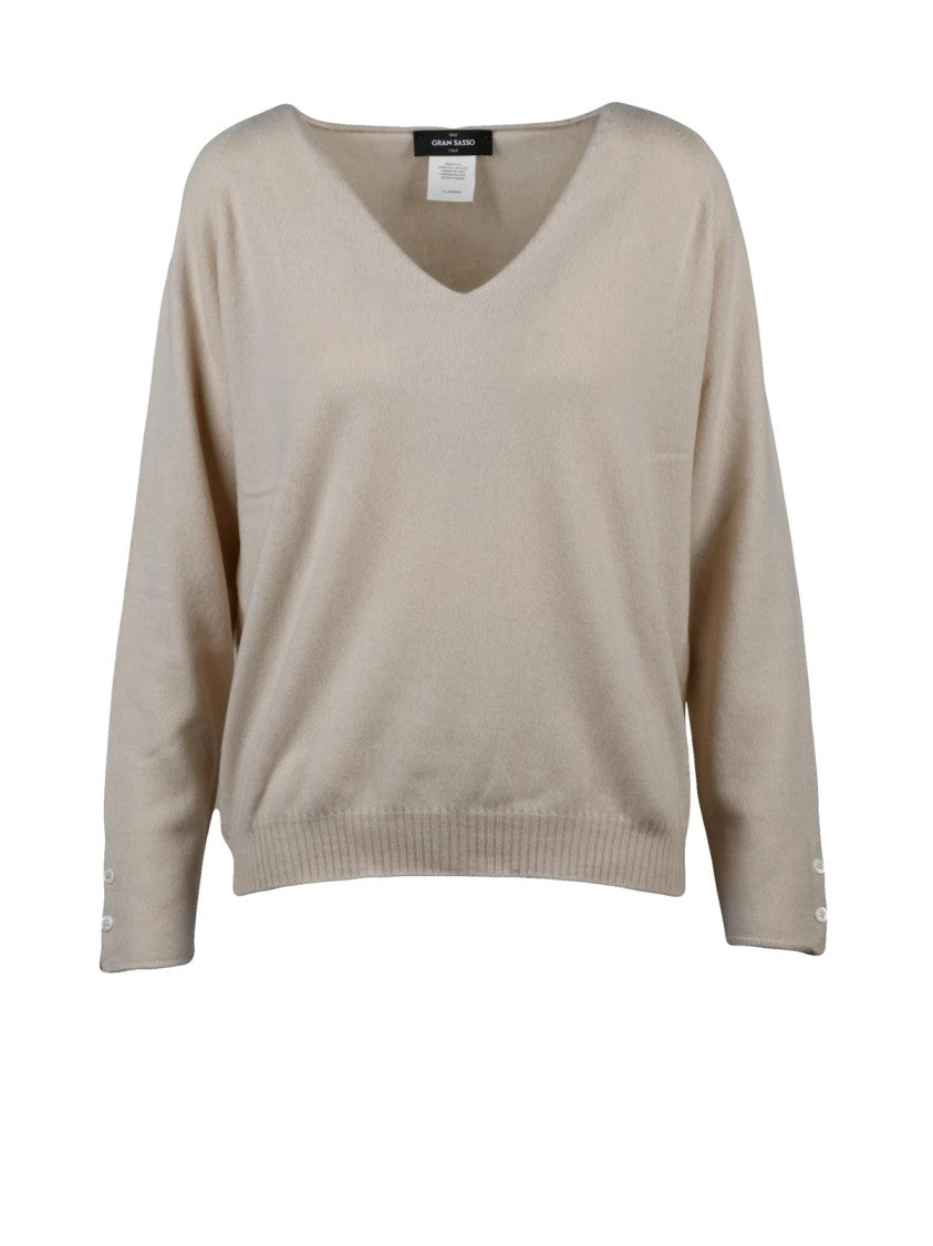 Gran Sasso V-Neck Cashmere Sweater With Button Details