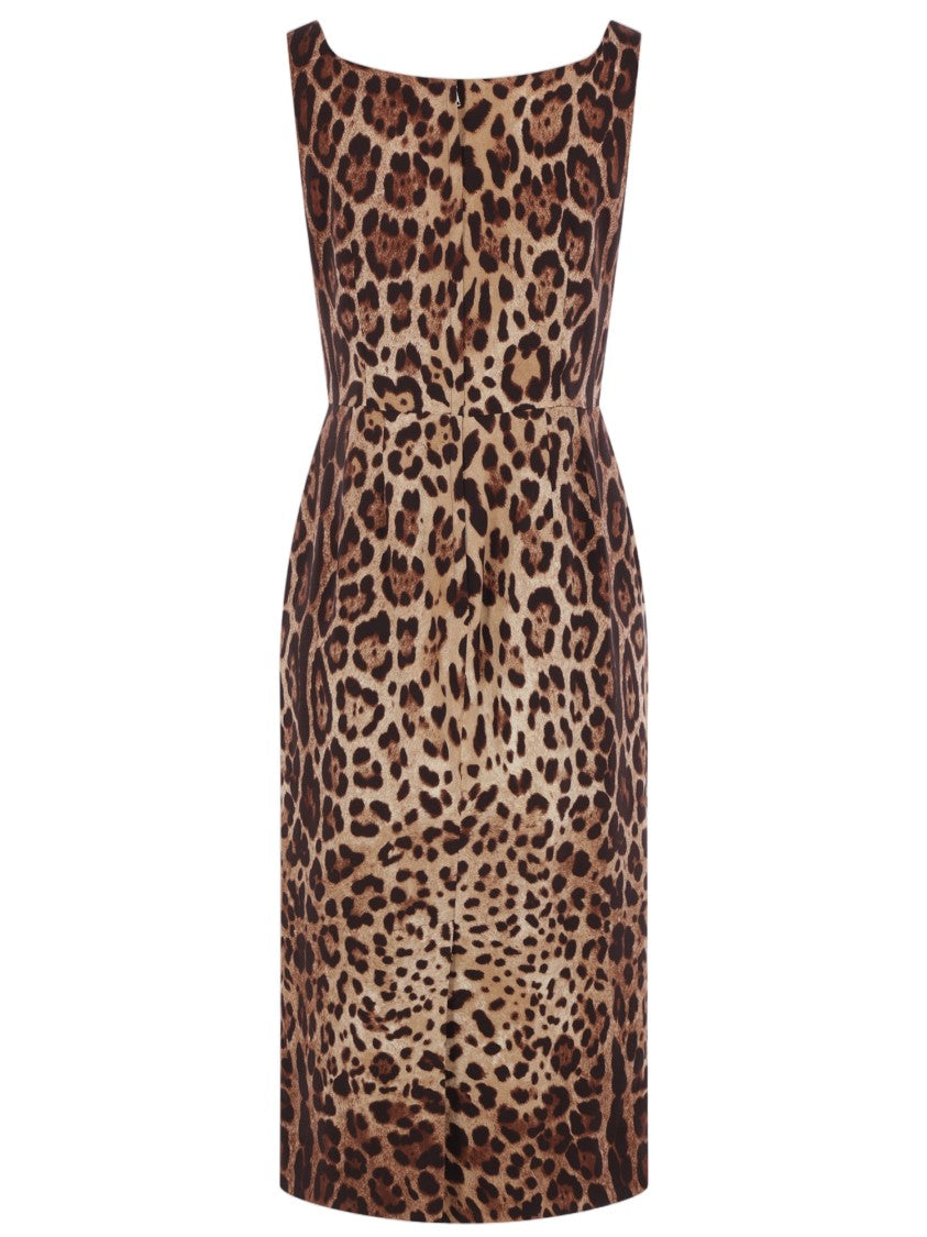 Dolce & Gabbana Animal Print Stretch Silk Dress With Spaghetti Straps