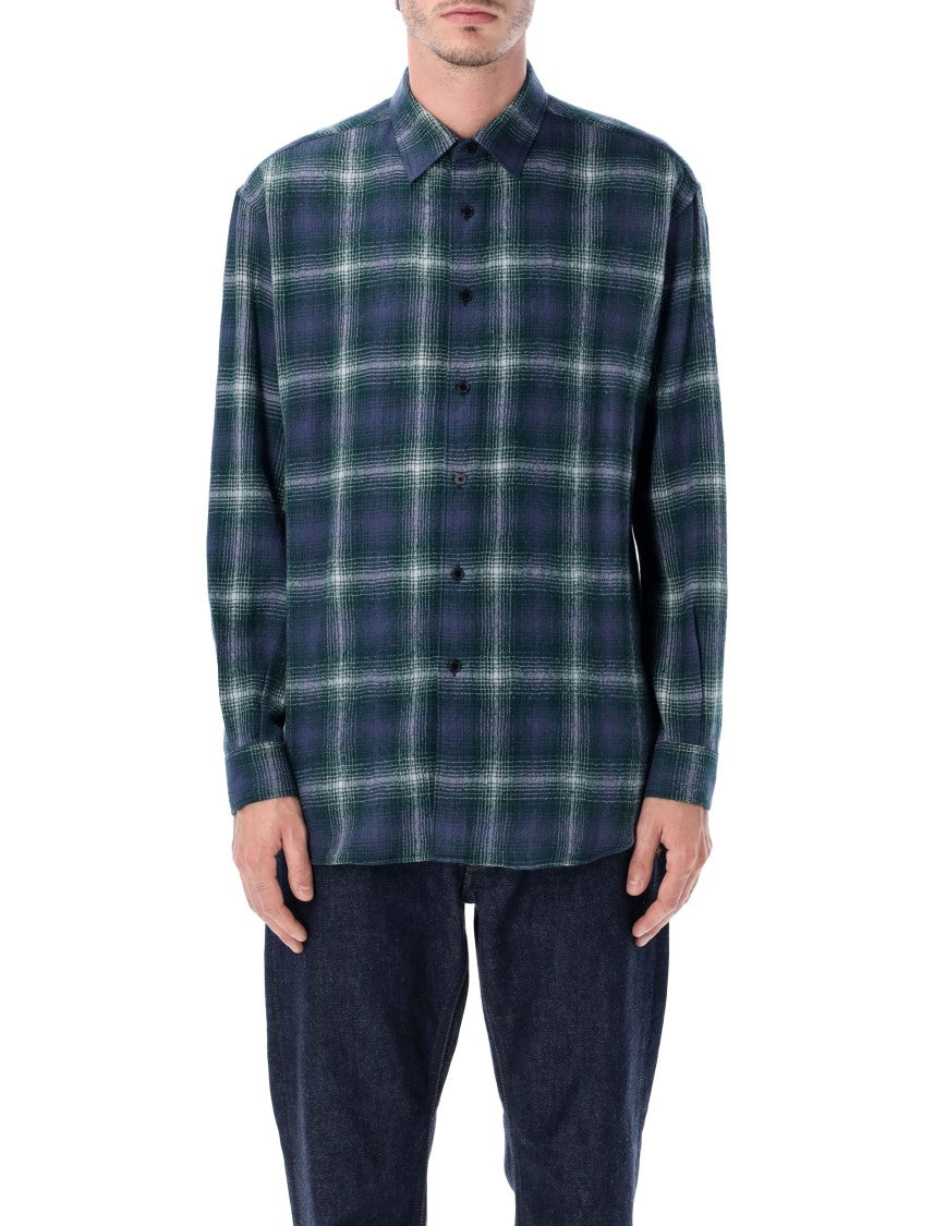 Auralee Airy Wool Check Relaxed-Fit Shirt