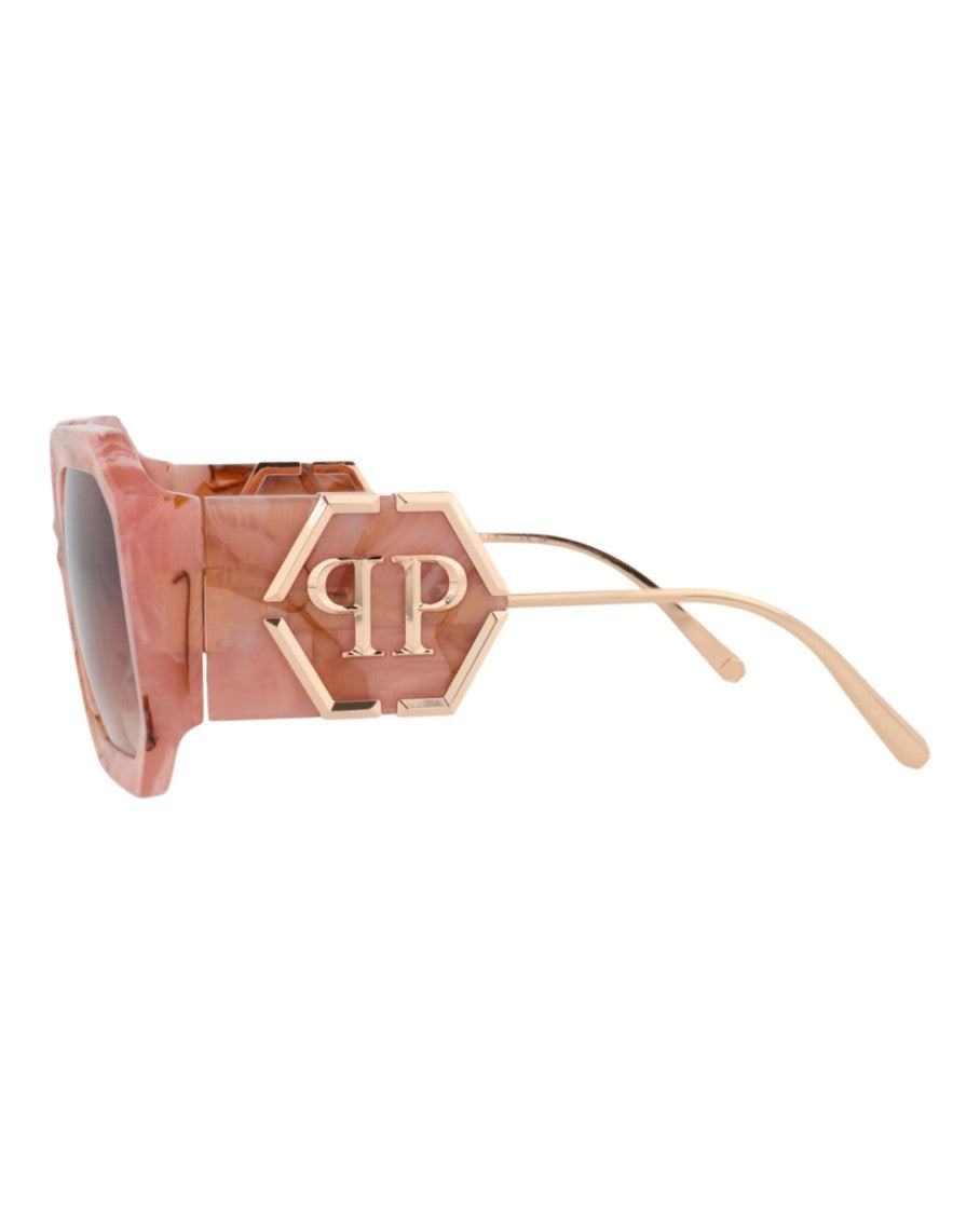 Philipp Plein Square-Frame Acetate Sunglasses With Gradient Lenses And Gold Accents