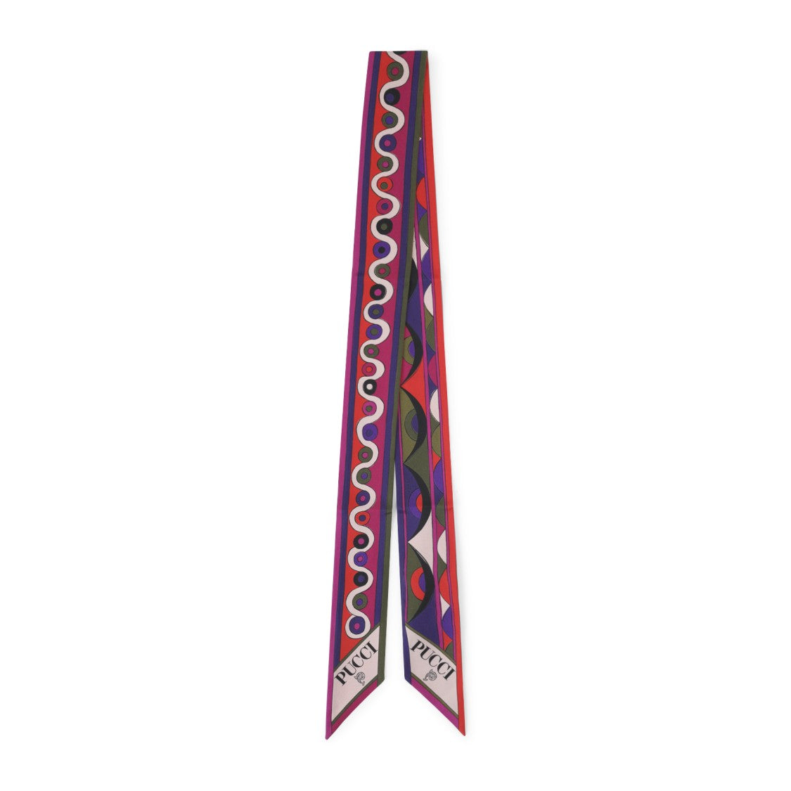 Pucci Multicolor Silk Bandeau With Logo Detail And Pointed Hems