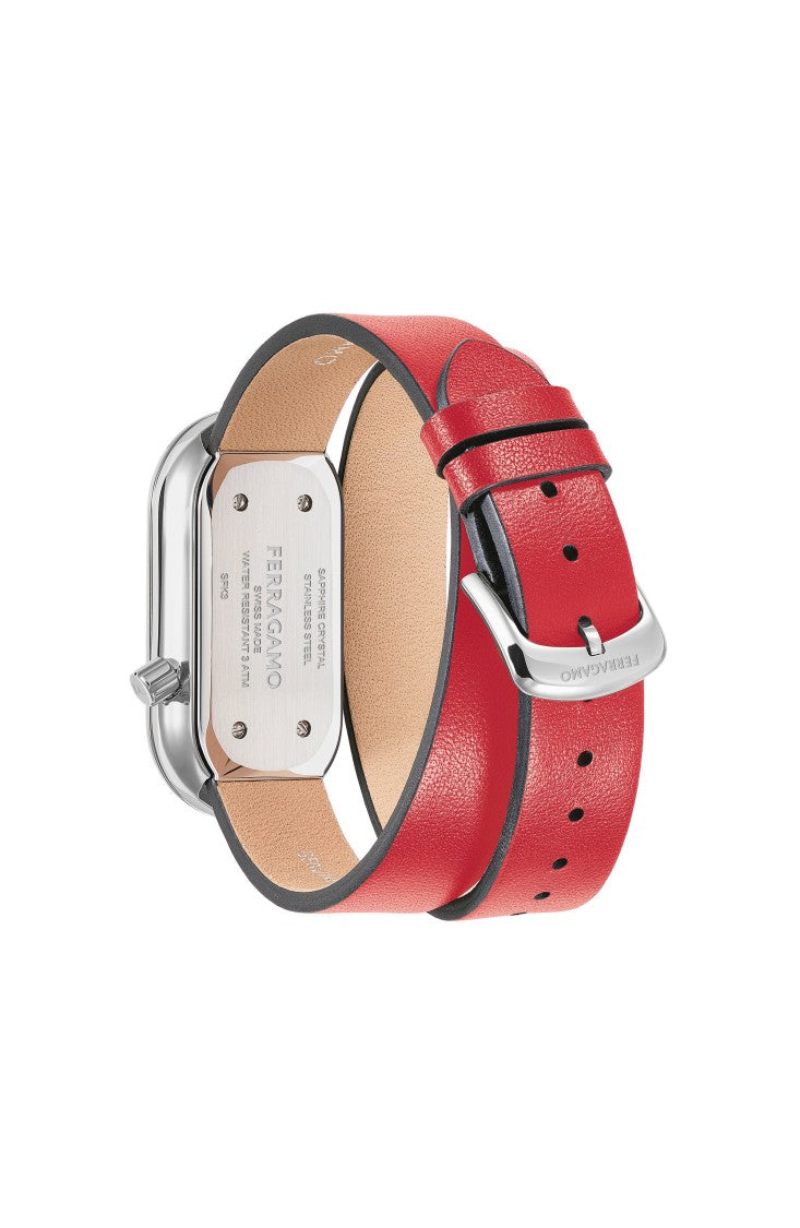 Ferragamo Oval Stainless Steel Case Watch