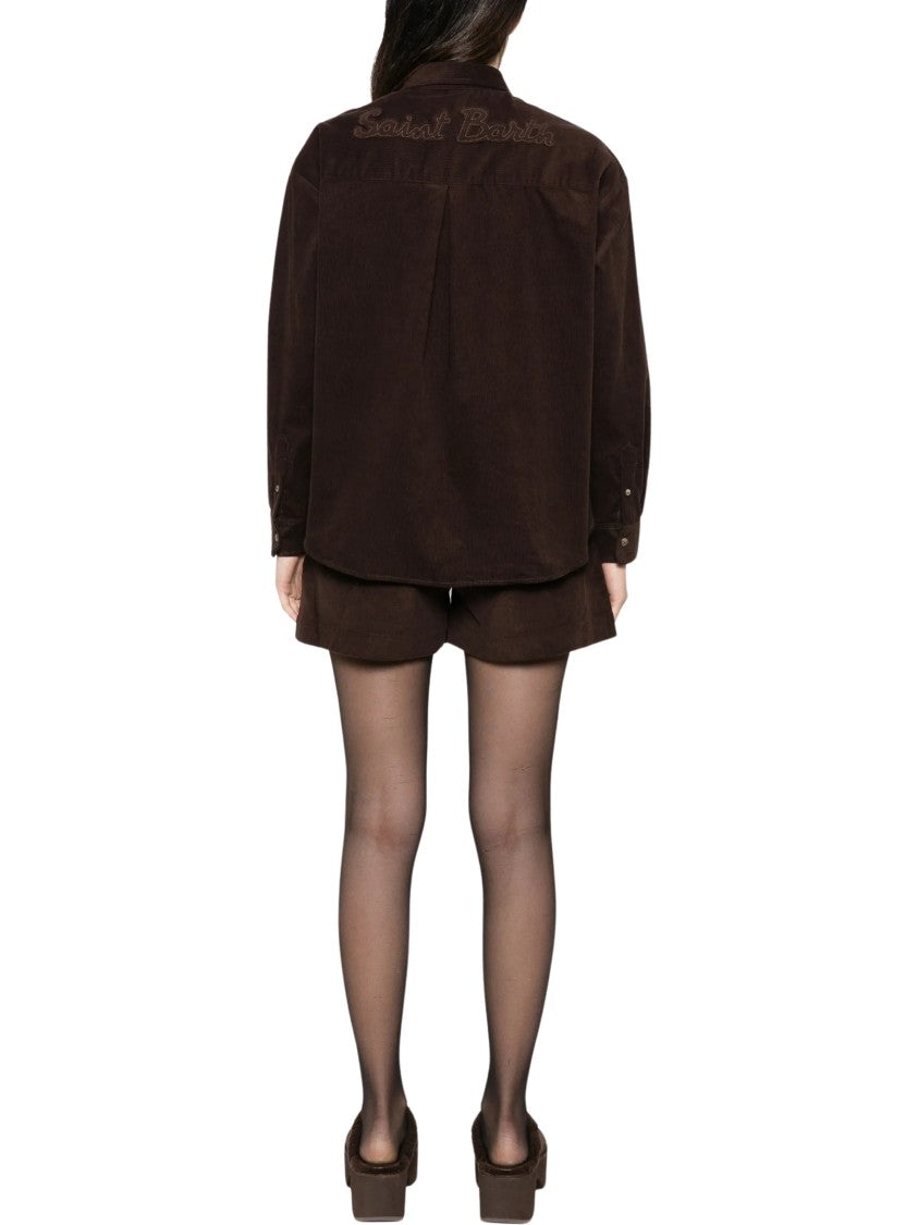 Mc2 Saint Barth Embroidered Logo Corduroy Shirt