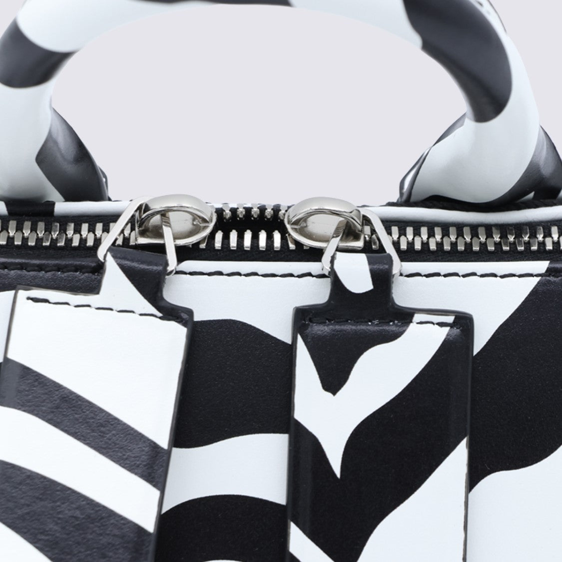 The Attico Structured Zebra Print Handbag With Detachable Strap