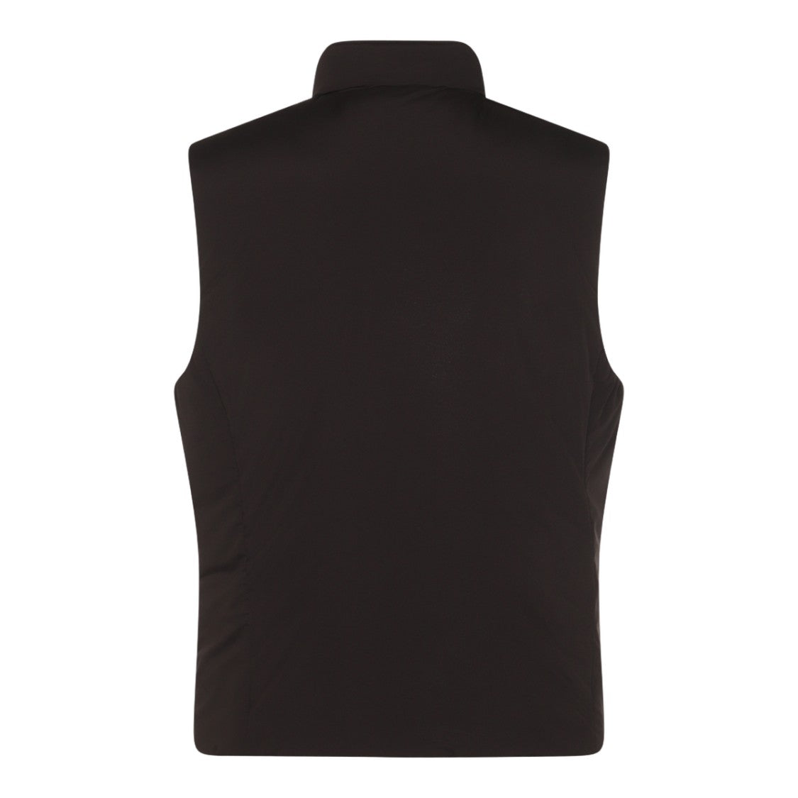 Moorer High Collar Sleeveless Vest With Zipper Detail